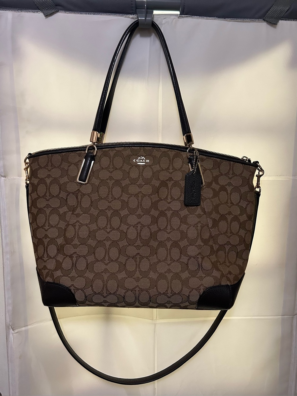 Authentic Coach Kelsey Satchel Brown Signature Canvas F36220